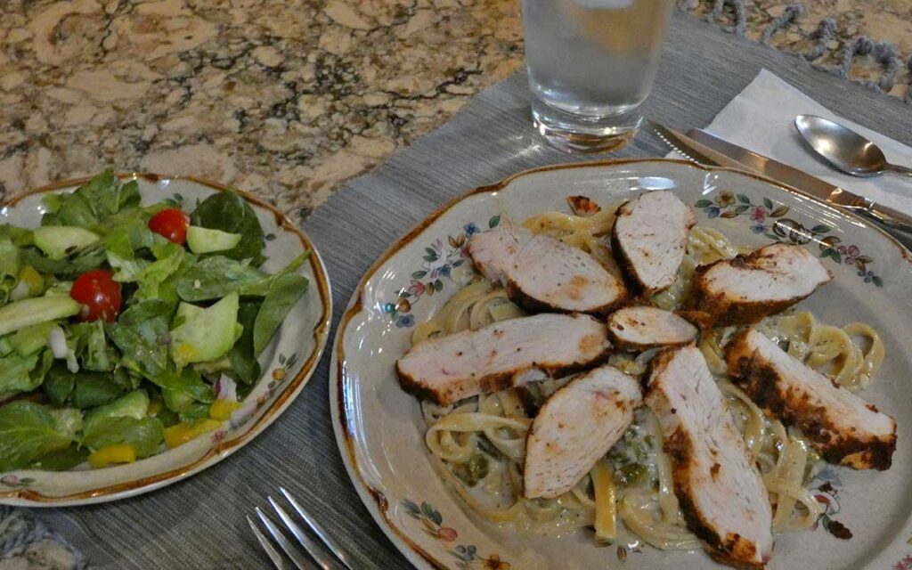 New Mexico Nomad Recipes Green Chile Fettucine Alfredo & Blackened