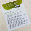 Janecka hand and foot balm ingredients